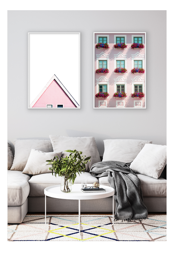 pink roof framed art print