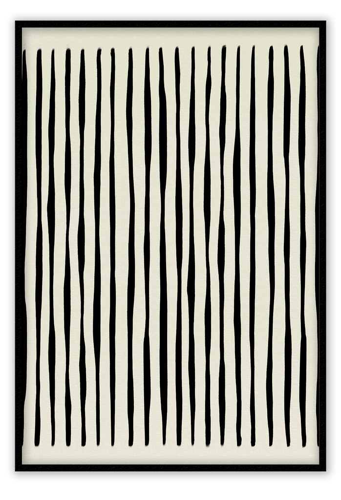 Abstract modern minimalistic print portrait landscape black uneven lines horizontal vertical cream background.