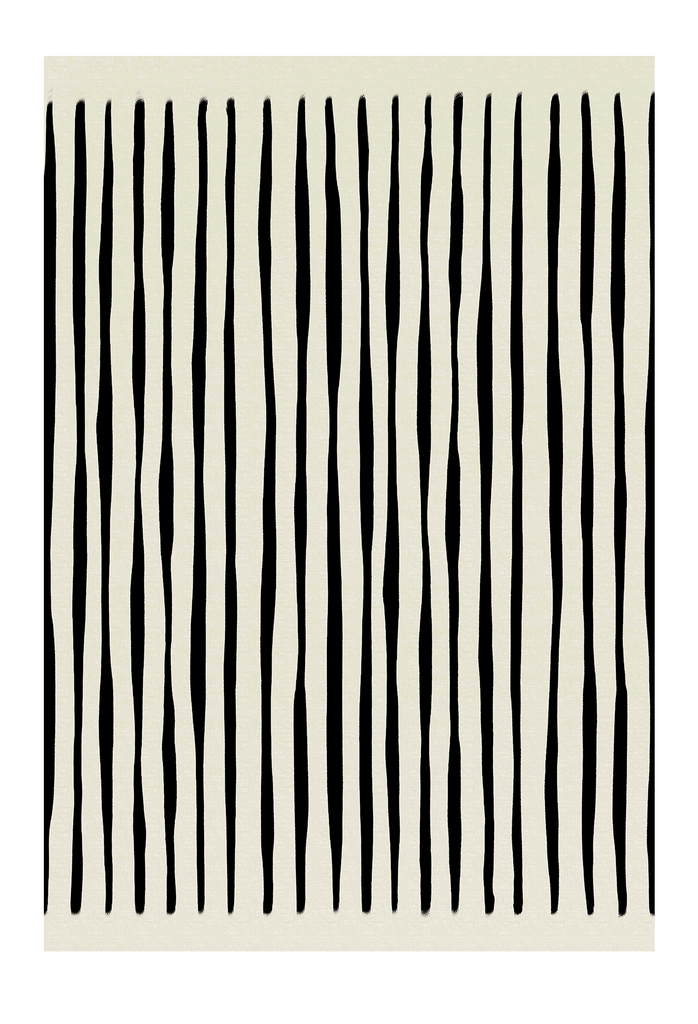 Abstract modern minimalistic print portrait landscape black uneven lines horizontal vertical cream background.