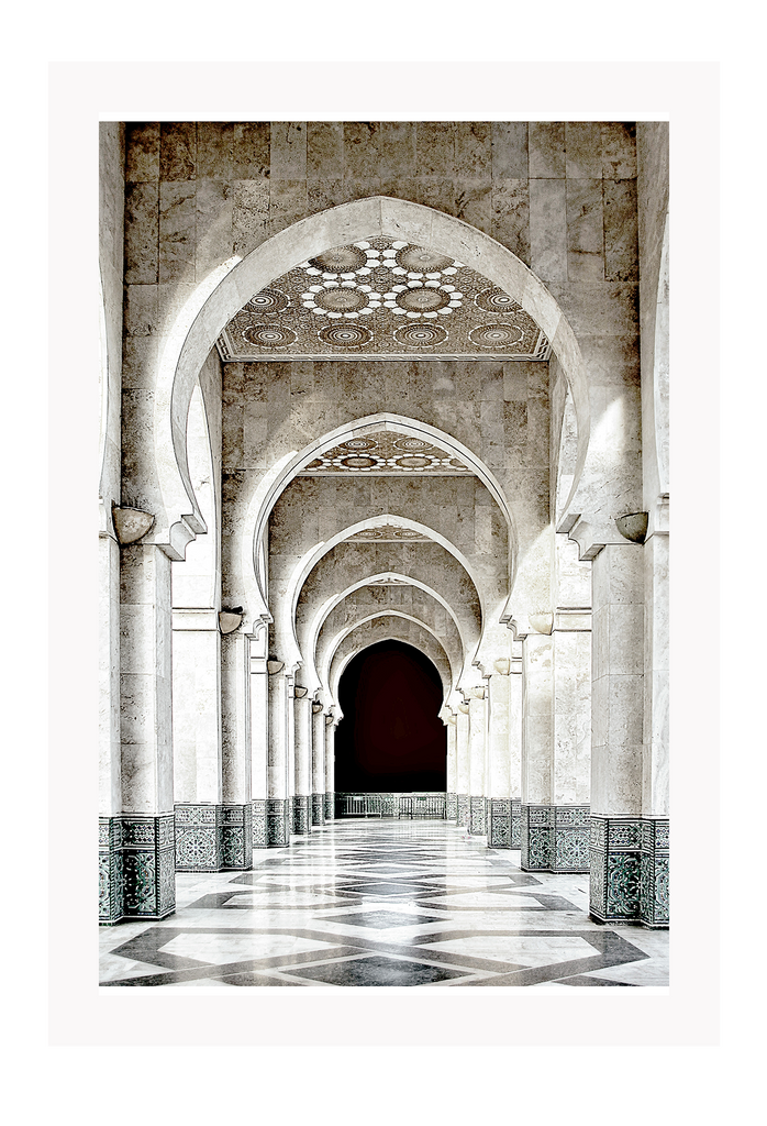 Urban print morocco india architecture archways hallway neutral tones 