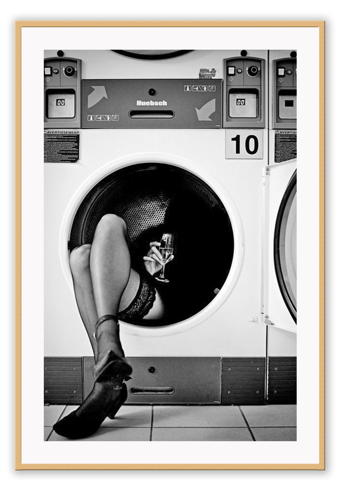 Model photography black and white washing machine sexy legs stockings lingerie 