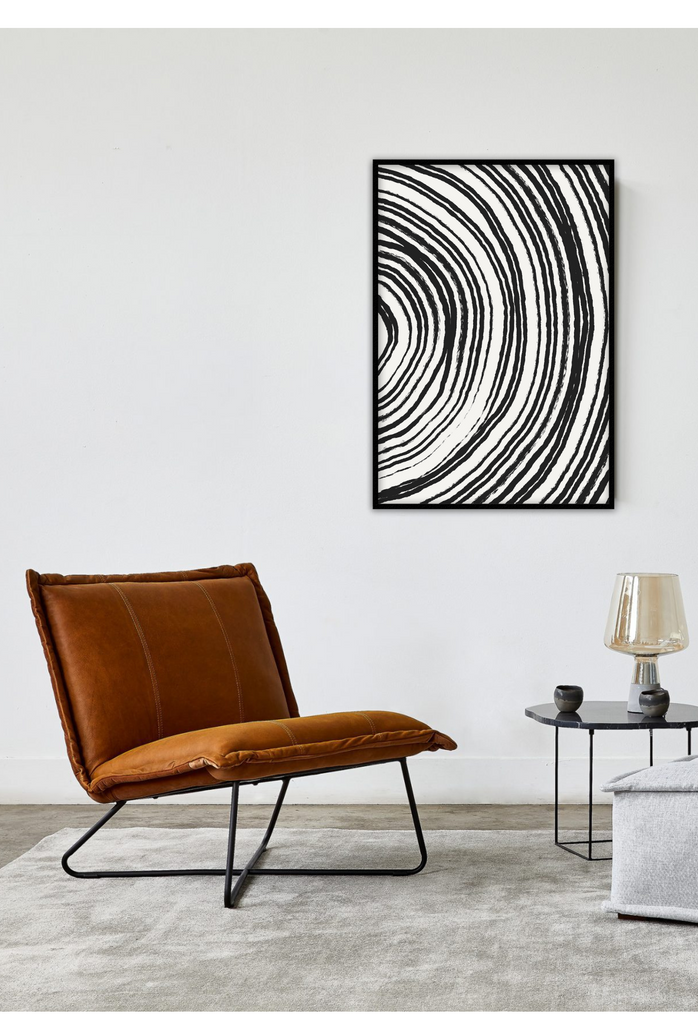 Minimal abstract modern portrait landscape print small black lines brushstrokes arch cirlce shape uneven white background.