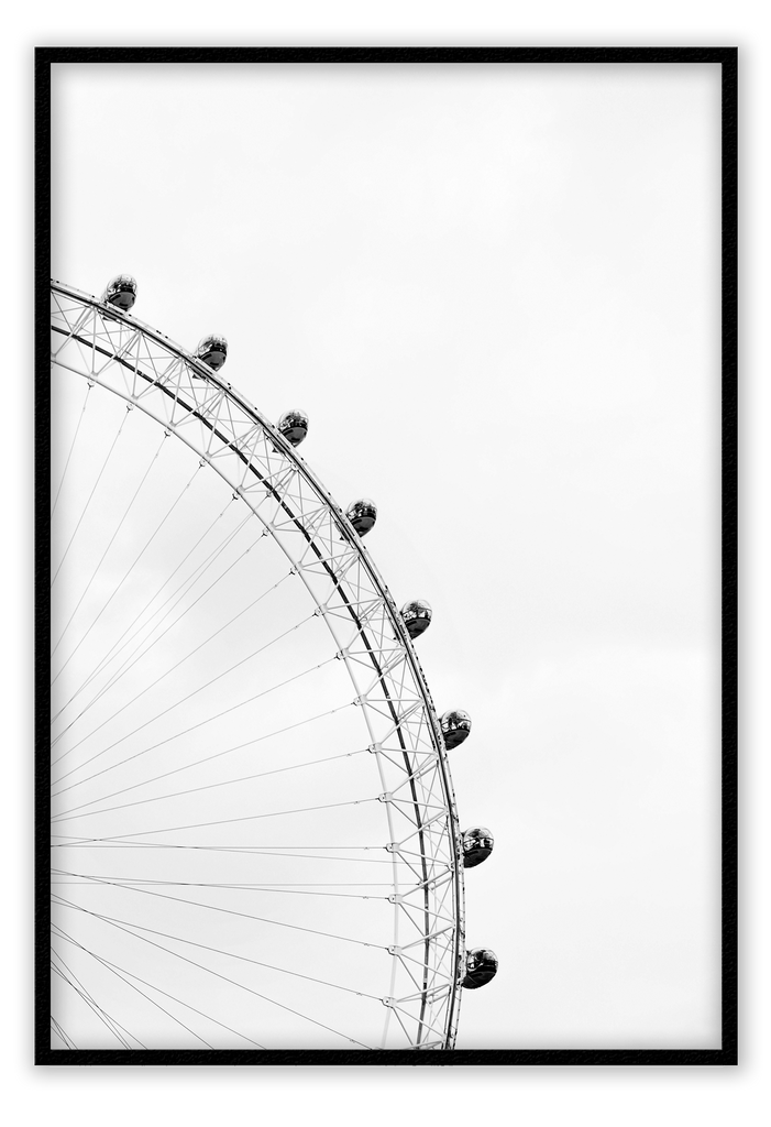 This black and white wall art with a ferris wheel theme park is ideal for nursery, kids, baby bedrooms and birthday present. 