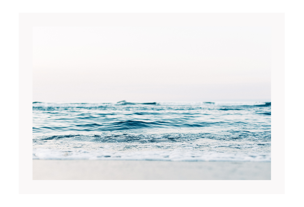 Photography print beach blue natural ocean sea waves crashing shore landscape 