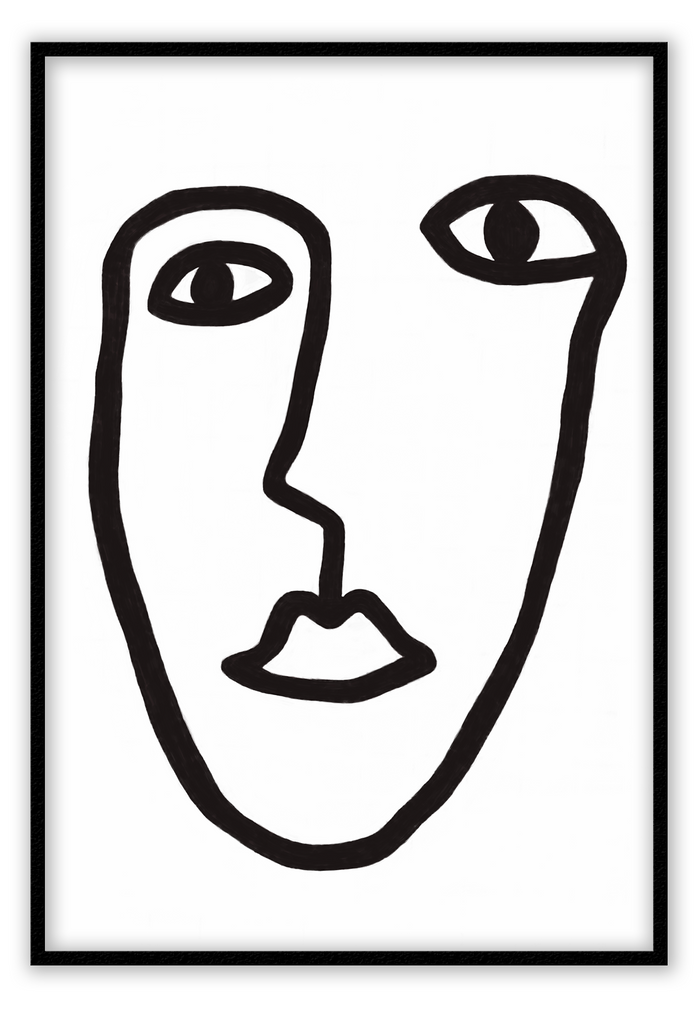 Abstract black and white line art of face and eye person close-up minimal 