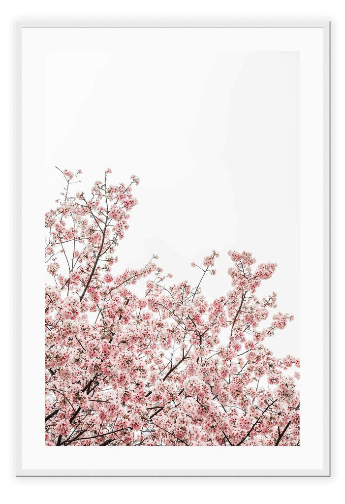 A natural wall art with pink tree and blossoms in New York City. 