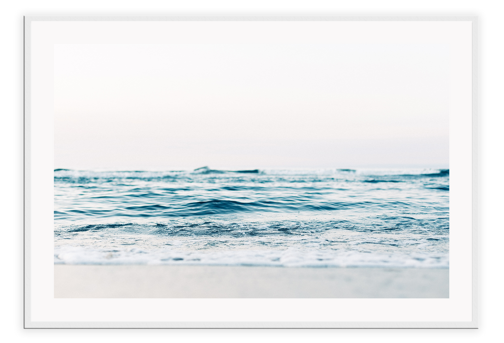 Photography print beach blue natural ocean sea waves crashing shore landscape 