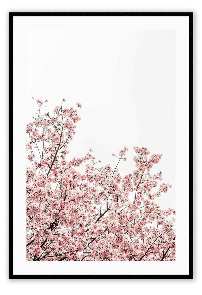 A natural wall art with pink tree and blossoms in New York City. 