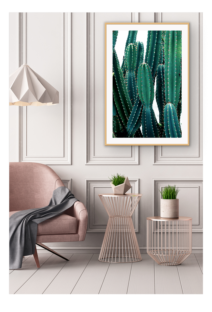 cactus green framed art wall scandi