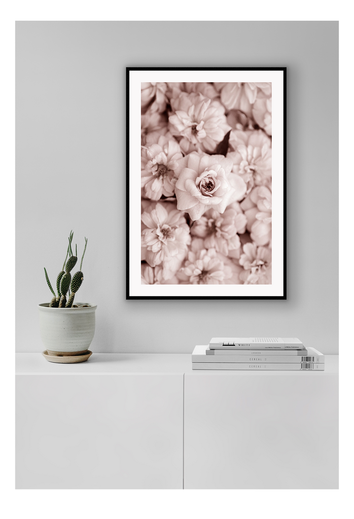 A natural, floral wall art with pink flower boutique. 