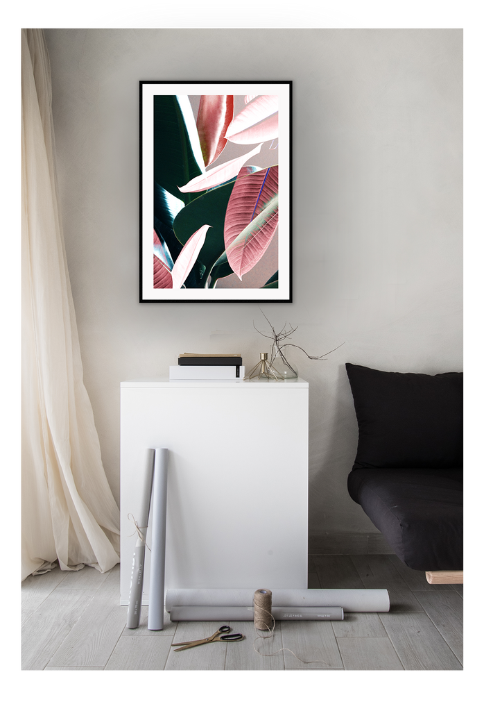 A natural wall art with botanical green plants, leaves. 