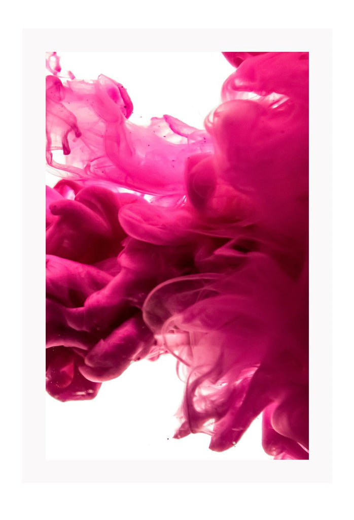 Hot pink modern print featuring a smoke cloud explosion on a white background.