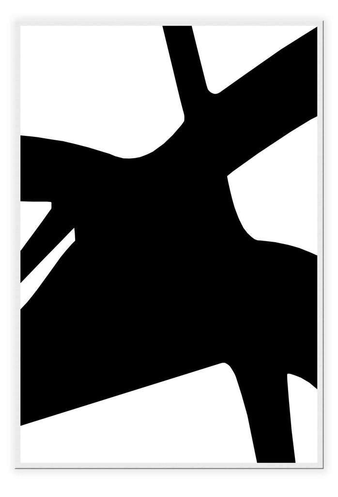 Minimal abstract modern portrait landscape print black large thick uneven lines on a white background.